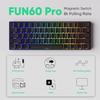 MonsGeek FUN60 Pro SP Проводная модель Датчик HE 0,01 мм Совместимость с Rapid Trigger Магнитный переключатель Akko Glare Английская раскладка Без цифрового блока Боковая печать 8K Swap