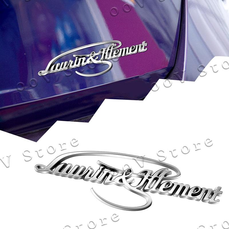 HGWE4 3D Chrome Metal Laurin & Klement Logo Emblem Car Fender Trunk Badge Sticker For Skoda Octavia Rapid Superb 3 Kodiaq Yeti Decor