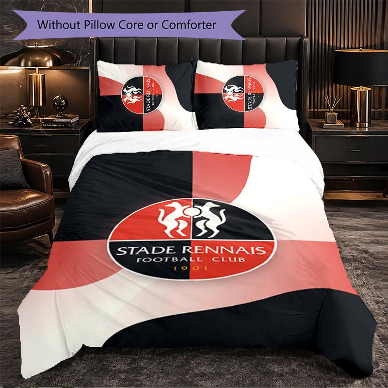 Stade Rennais FC Themed Bedding 3Pcs Duvet Cover Set Decorative Bed Linen For Teen Room Home Decoration