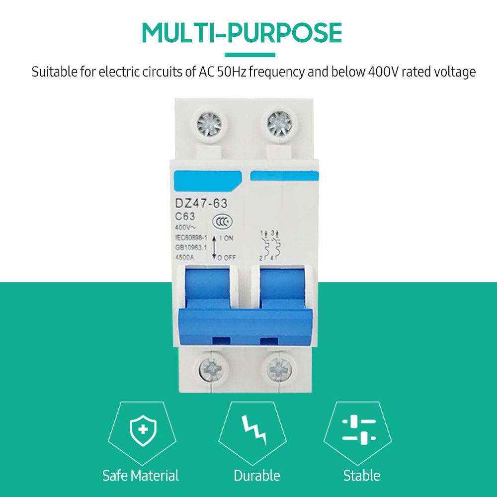 Миниатюрный выключатель остаточного тока, 2 полюса, 400 В, бытовая защита от утечки тока DIN