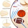 24x Unfinished Wooden Cutouts Wood Slices Embellishments Sports Theme with Ropes