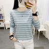 "Women's Plus Size Long-Sleeve Striped Cotton T-Shirt"