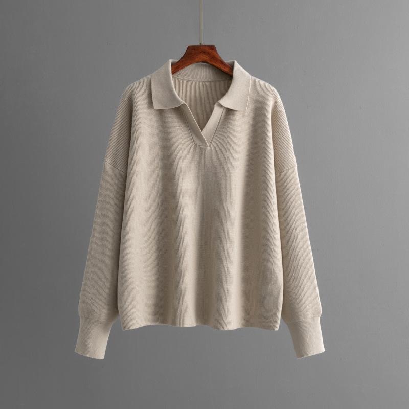 Новые модные юбки комплект юбка А-силуэта свитер свободные комплекты из двух частей трикотажный воротник поло осень зима женский ленивый свитер костюм