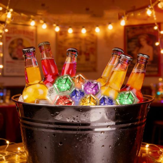 12 шт. Светодиодные светящиеся кубики льда, меняющие цвет при контакте с жидкостью, многоцветные, 7-цветные светодиодные кубики льда, пищевой класс, для вечеринок, свадеб, баров, подсветка для напитков