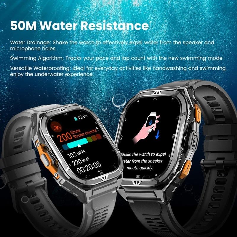Новые смарт-часы с GPS 2025 для мужчин, 1,96-дюймовый HD AMOLED экран, компас, Bluetooth-звонки, водонепроницаемость 5 атм, спортивные смарт-часы для Android iOS