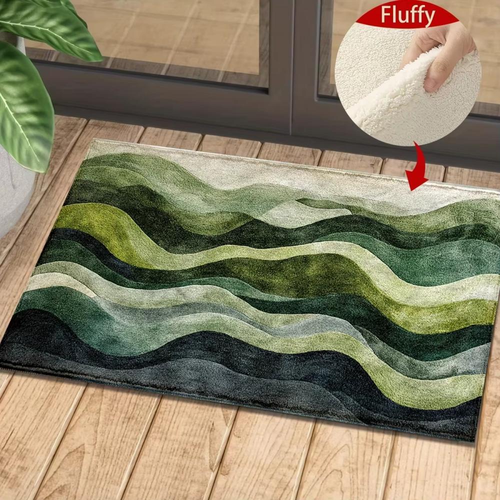 Leaf Flannel Floor Mat Cooling Insulation Non-slip Foot Mat Kitchen Living Room Absorbent Dirty Resistant Floor Mat