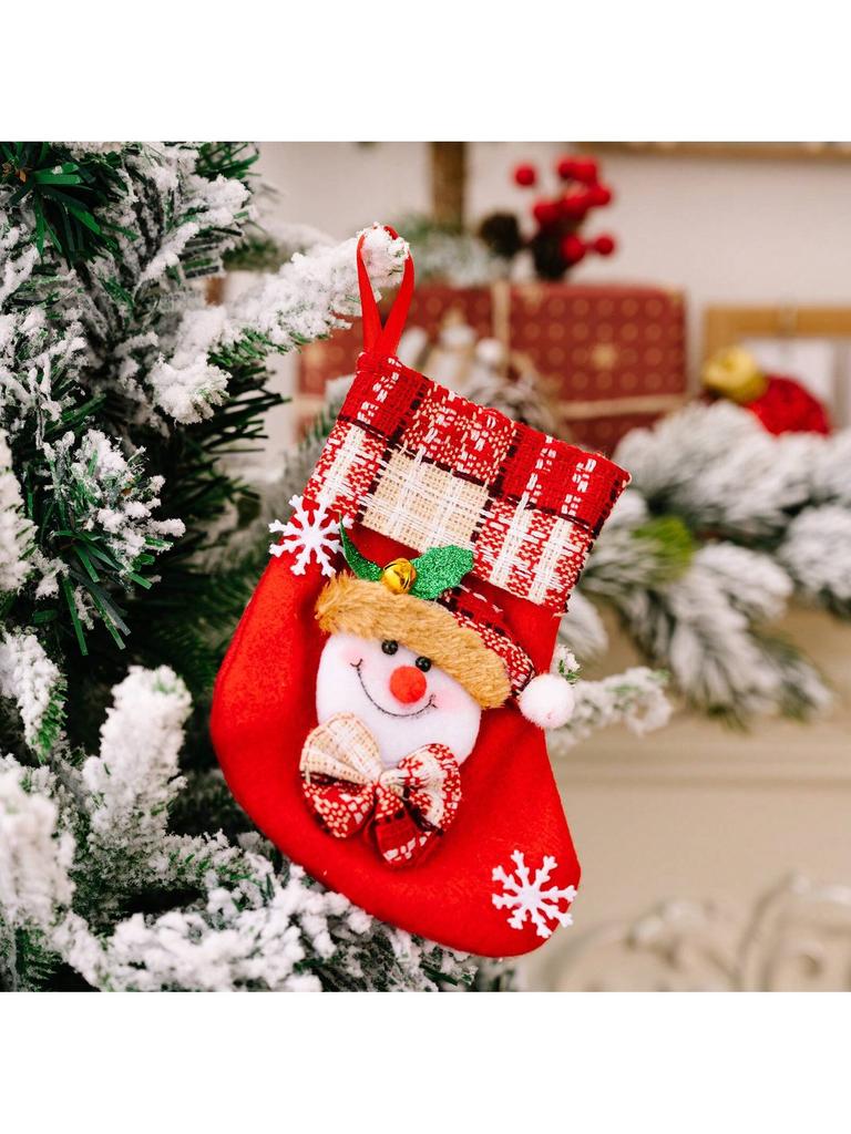 Christmas Tree Hanging Mini Stockings Decoration Small Candy Gift Bag Santa Claus Snowman Reindeer Bear Decorative Socks