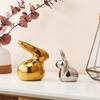 New Home Décor Ceramic Cute Golden & Silver Rabbit Figurines (Set of 2, Golden and Silver)