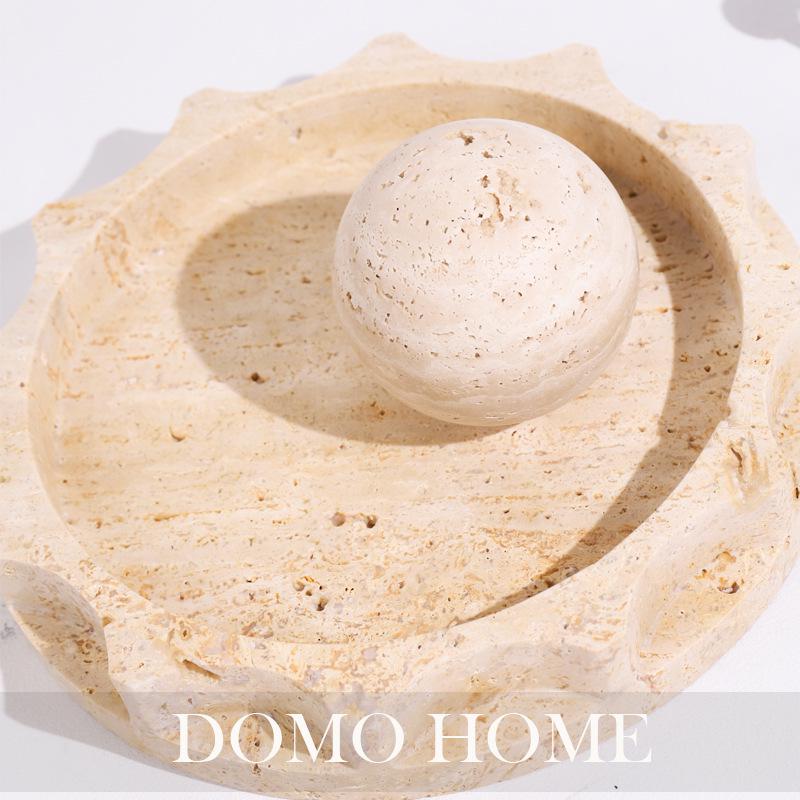Wabi-Sabi Modern Travertine Sphere Ornament for Home or Hotel Decor