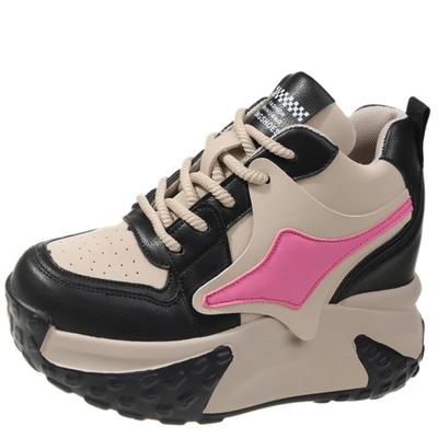 Модные женские кроссовки на толстом каблуке 9,5 см, зимние повседневные туфли из вулканизированной кожи на высокой платформе, женские кроссовки из кожи с бесплатной доставкой