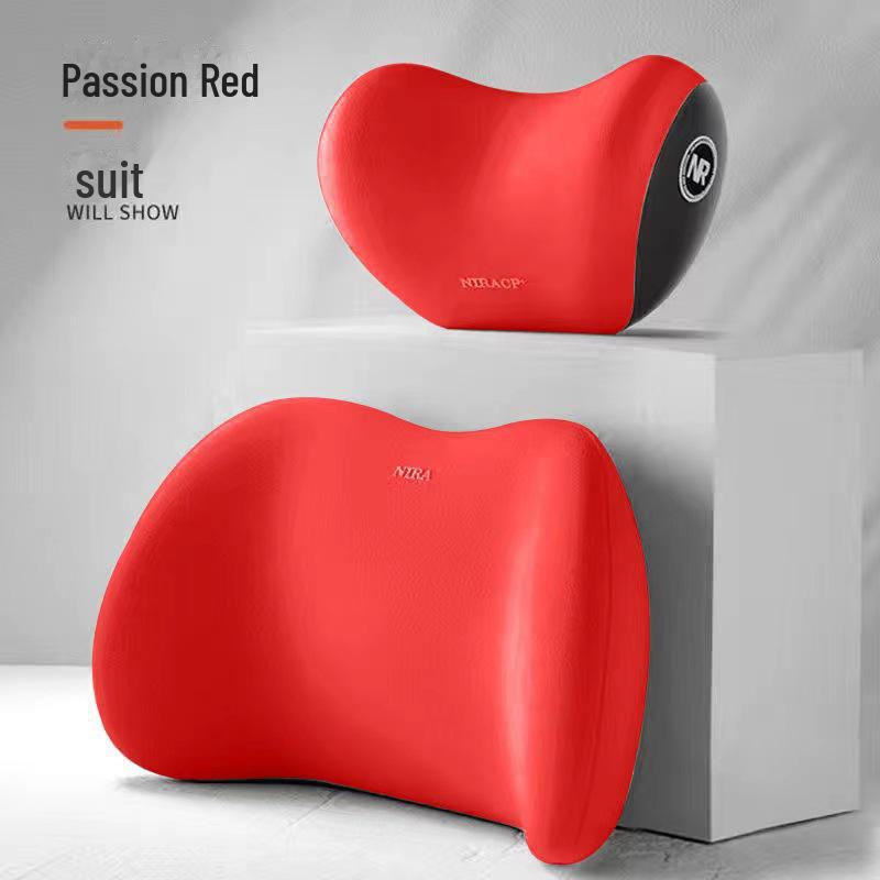 Подголовник автомобиля с эффектом памяти, поясничная поддержка, комплект - красная поясничная подушка