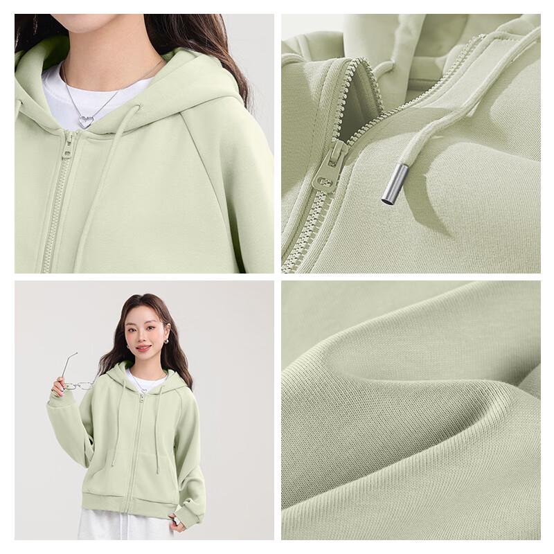 MJ STYLE Women's Casual Loose Fit Short Hooded Zip-Up Sweatshirt