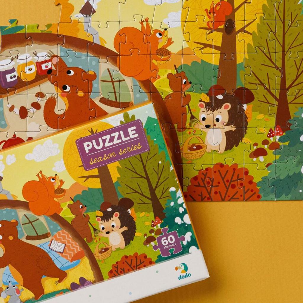 Puzzle Czas Zbiorów 60 Elementów Jesienna Układanka Zestaw Dla Najmłodszych
