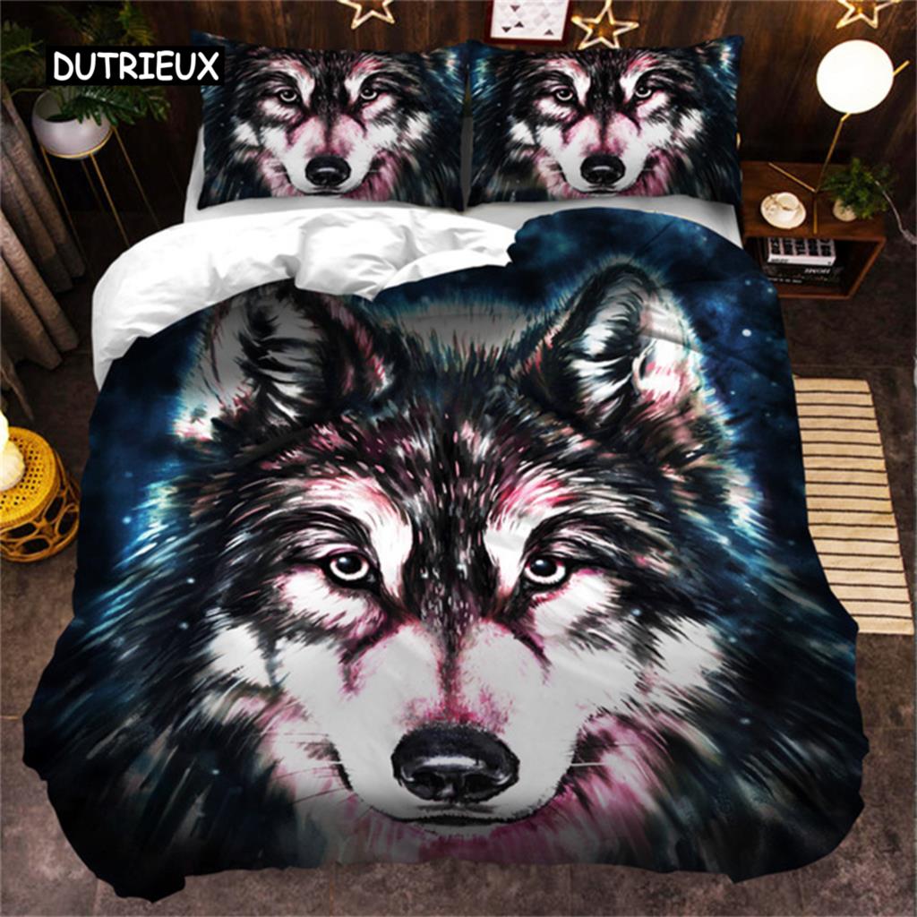 3D Wolf Bedding Collection Black White Dreamcatcher Tribal Nationality Style Duvet Cover For Teens Adults Women Men Bedroom Decoration
