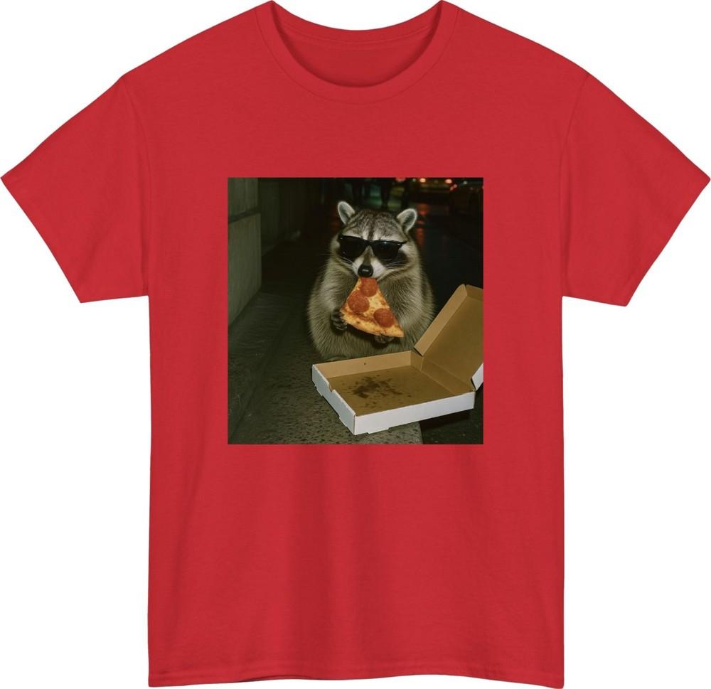 Funny Raccoon Eating Pizza TShirt Cool Sunglasses Animal Meme Unisex Tee Top