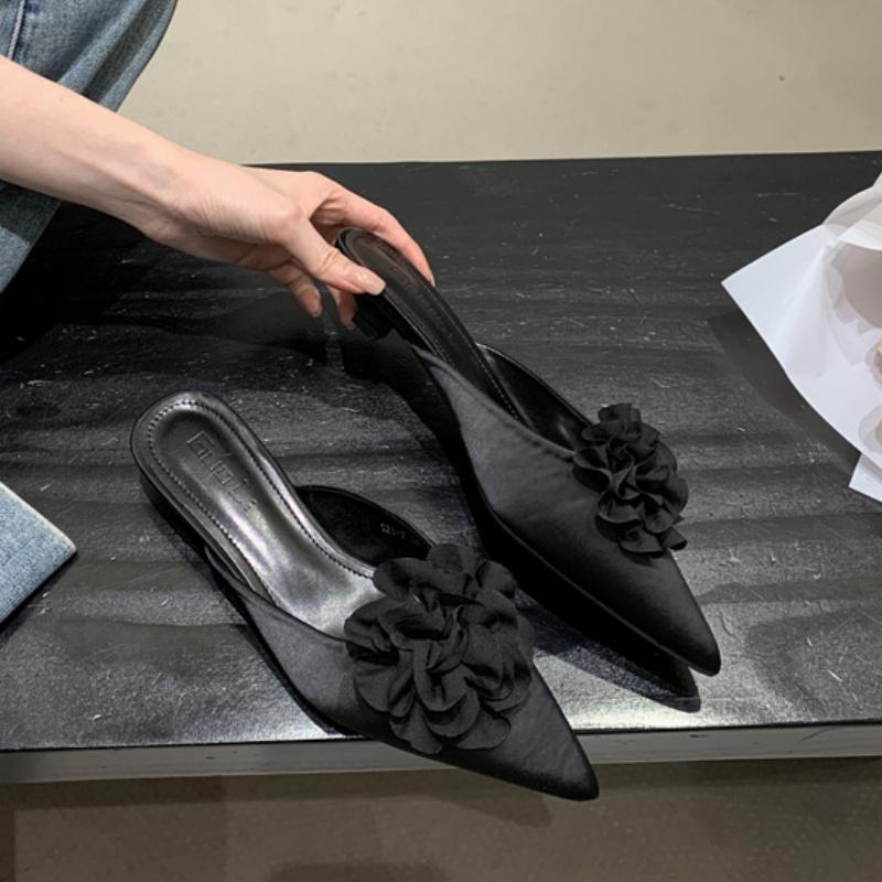 Мода Bailamos Мода Сексуальный Цветочный Острый Носок Тонкий Низкий Каблук Туфли-Лодочки Женские Элегантные Свадебные Мюли Обувь Слипоны Тапочки Zapatos De Muje