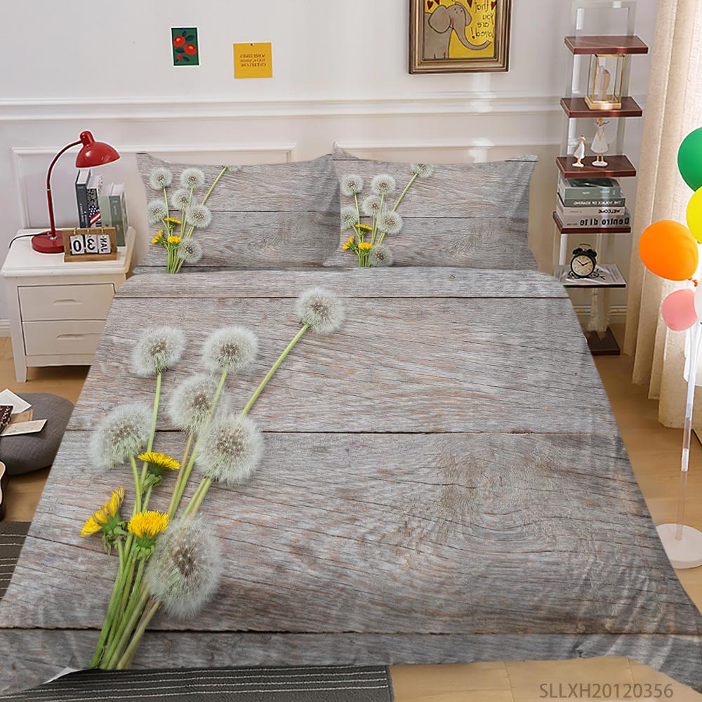 Постельное белье с 3D принтом одуванчика, односпальная двуспальная кровать, полноразмерная наволочка с растительным узором и пододеяльник 2 или 3, удобное украшение для дома