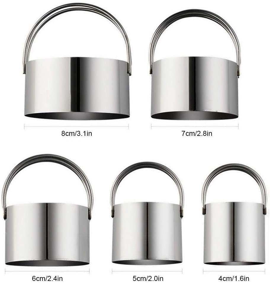 Набор из 5 круглых формочек для печенья, круглые формочки для печенья из нержавеющей стали с ручкой, инструменты для выпечки теста