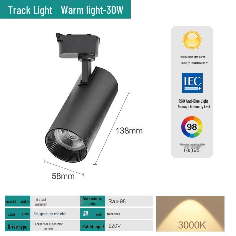 Full Spectrum COB LED Track Spotlight for Living Room & Shop