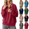 Women's Sweatshirt Fashionable Solid Color High Neck Lapel Long Sleeved Loose Sweatshirt