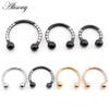 Alisouy 1PC Stainless Steel Zircon Horseshoe Ball Fake Nipple Nose Ring Septum Ear Cartilage Tragus Daith Body Piercing Jewelry