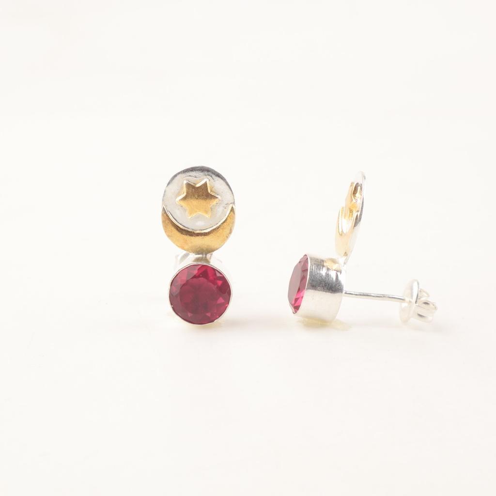 Драгоценный камень Розовый Турмалин Ювелирные изделия из стерлингового серебра 925 пробы Стильные серьги-пусеты 0,8" EE-141-17