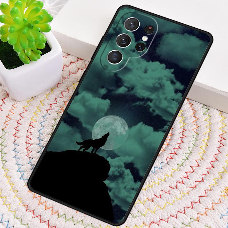 Силиконовый чехол для телефона Samsung Galaxy note 10 pro S26 S25 S24 S23 S22 S21 Plus S25Ultra с принтом 'Воющий волк на луне' Чехол