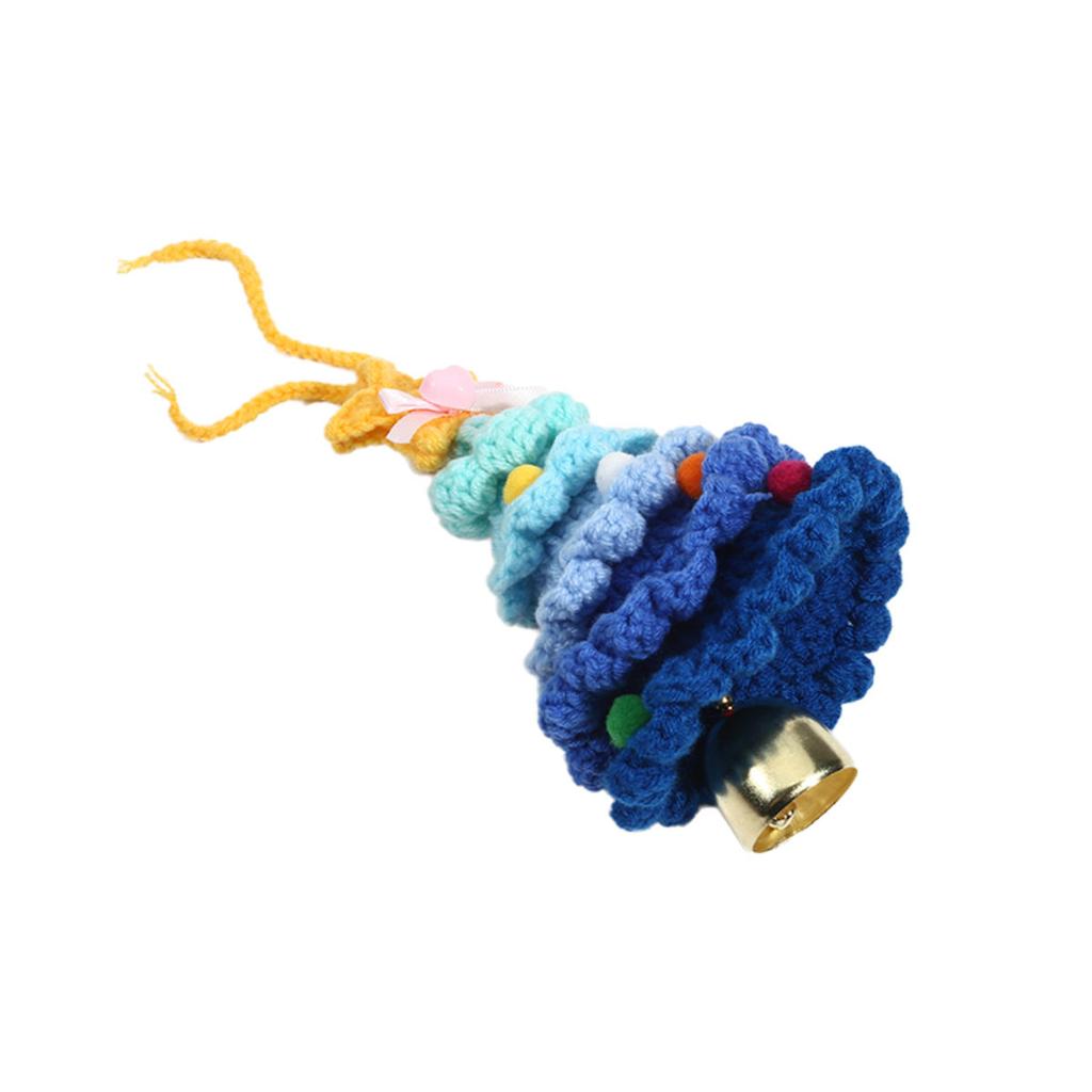 Yarn Crochet Christmas Tree Bell Pendant for Christmas New Year Carnival Party Homeschool Bar KTV Car Decoration Gifts