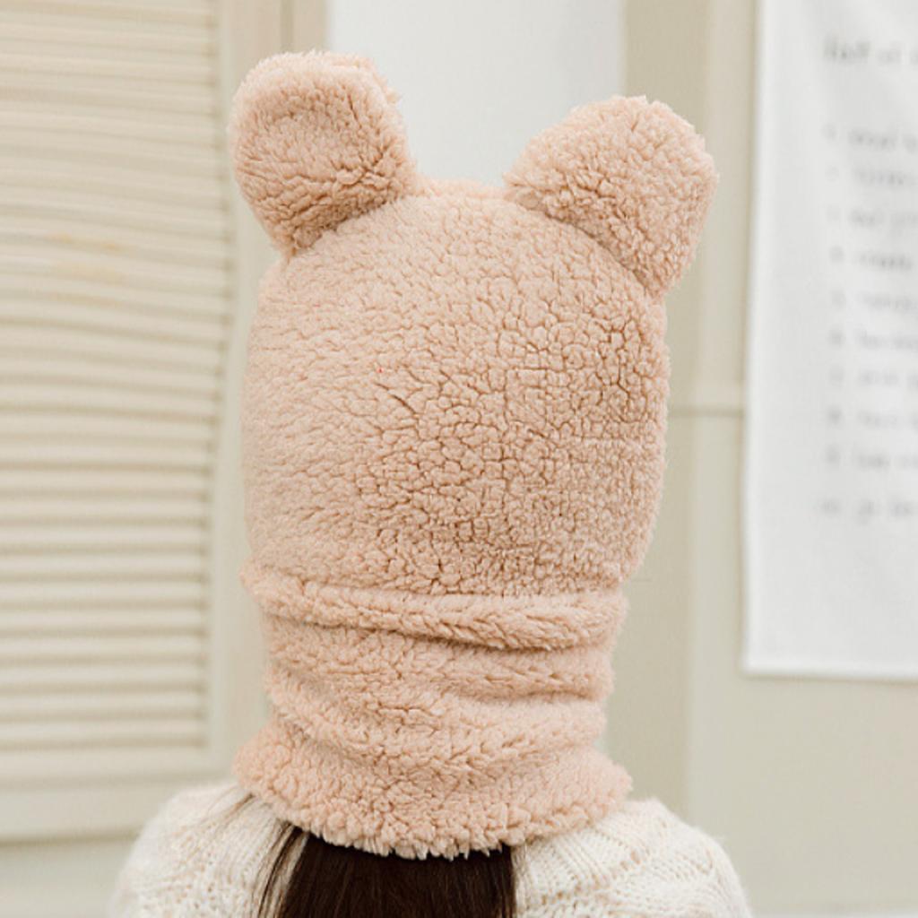 Милая шапка-плюш в виде медвежонка, мультяшная цельная шапка-шарф для детей, мальчиков и девочек, зимняя теплая флисовая шапка-балаклава, 6-9 лет