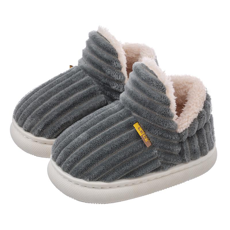 Children's Winter Cotton Slippers with Warm Fur for Boys & Girls - Cozy, Thick-Sole Home Shoes for Infants & Parents