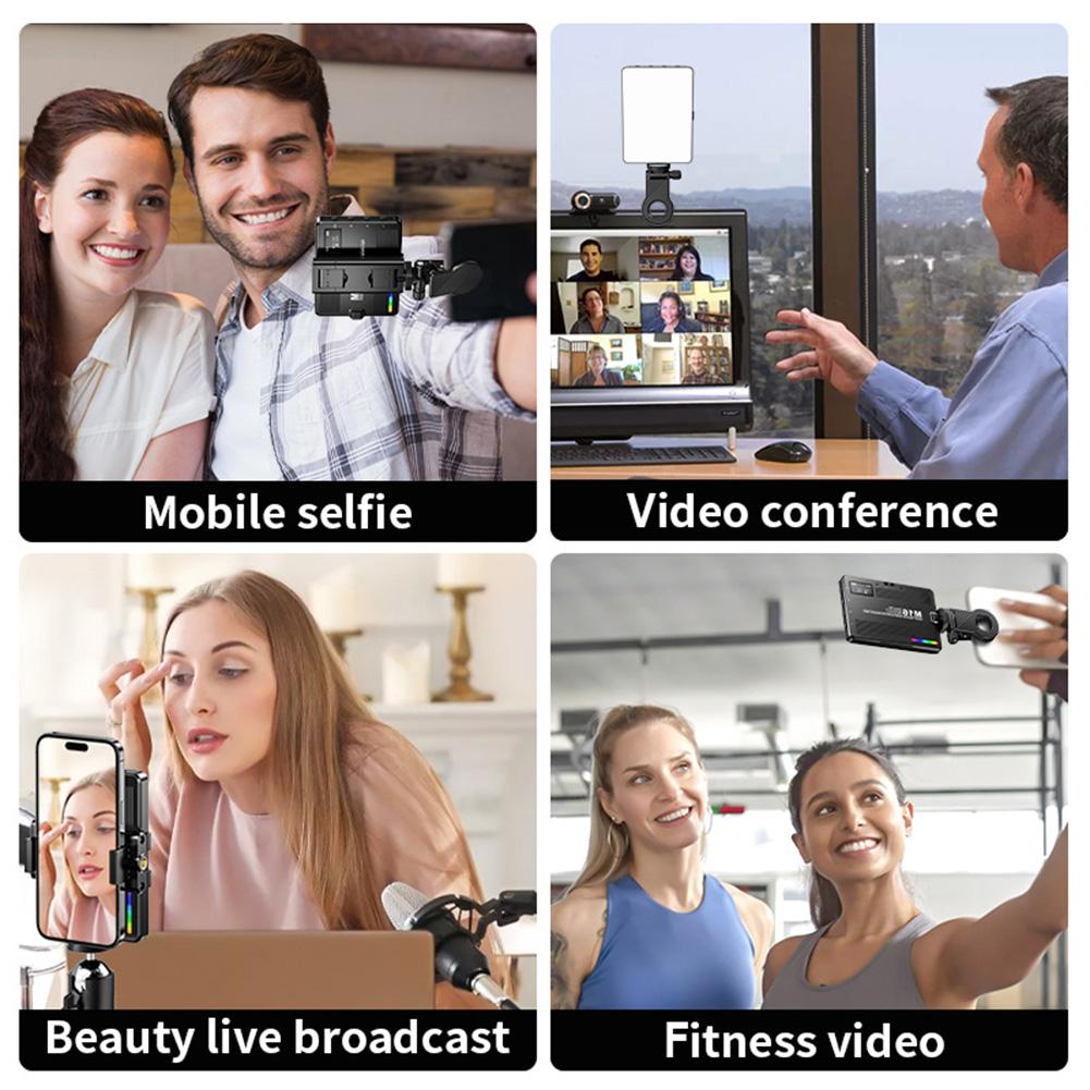 3000-9900K 1500mAh Dimmable Photography Fill-in Lamp LED Video Light Type-C Rechargeable RGB Camera LED Panel Light for Vlogging