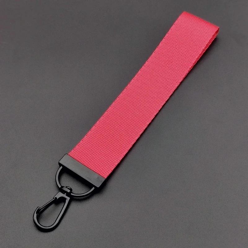 Wholesale 30pcs Personalized Keychain Custom Logo Name Keyring Simple Canvas Strip Waist Hanging Key Ring Chain Accessories Gift