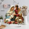 Акриловая настольная табличка «Мария, Иосиф и юный Иисус», с ягненком, цветочными акцентами, для расслабляющего домашнего декора и декора окон, для разных стилей комнат, детских комнат