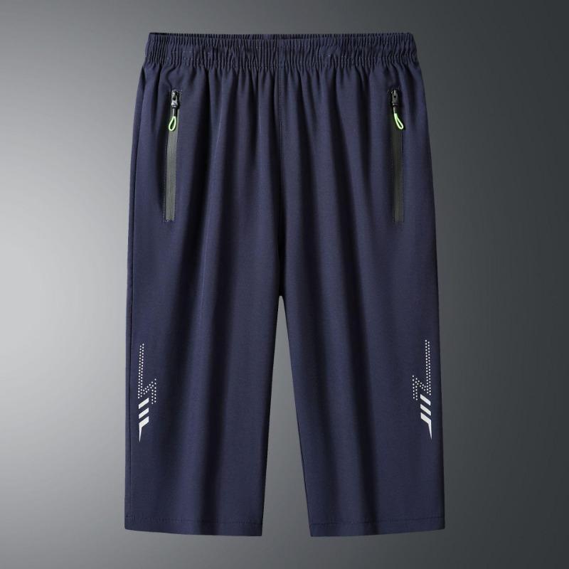 Plus Size Men's High Elasticity Casual Sports Pants Loose Quick Drying Pants Men's Cropped Pants