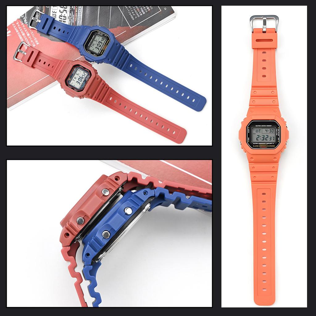 Совместимый комплект ремешка и рамки для замены ремешка из [HEZKUGU] G-SHOCK G-5600E, GW-M5610, GB-M5600 с регулировкой. смола, мягкий, водонепроницаемый,