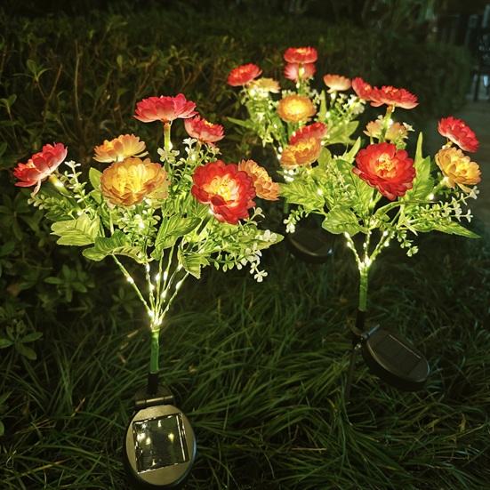 Artificial Snow Lotus Solar Light with Stake Weather-proof Outdoor Garden Yard Pathway Patio Yard