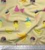 Japan Crepe Satin Fabric Fruits,Cupcake & Ice Cream Food Printed Craft Fabric by the Metre 42 Inch