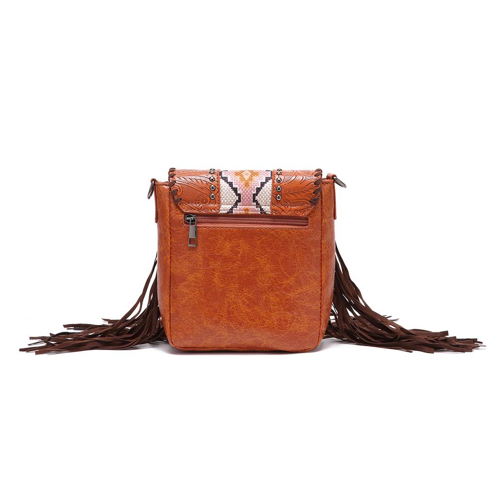 Vintage Print Boho Style Carving Single Shoulder Crossbody Bag for Women