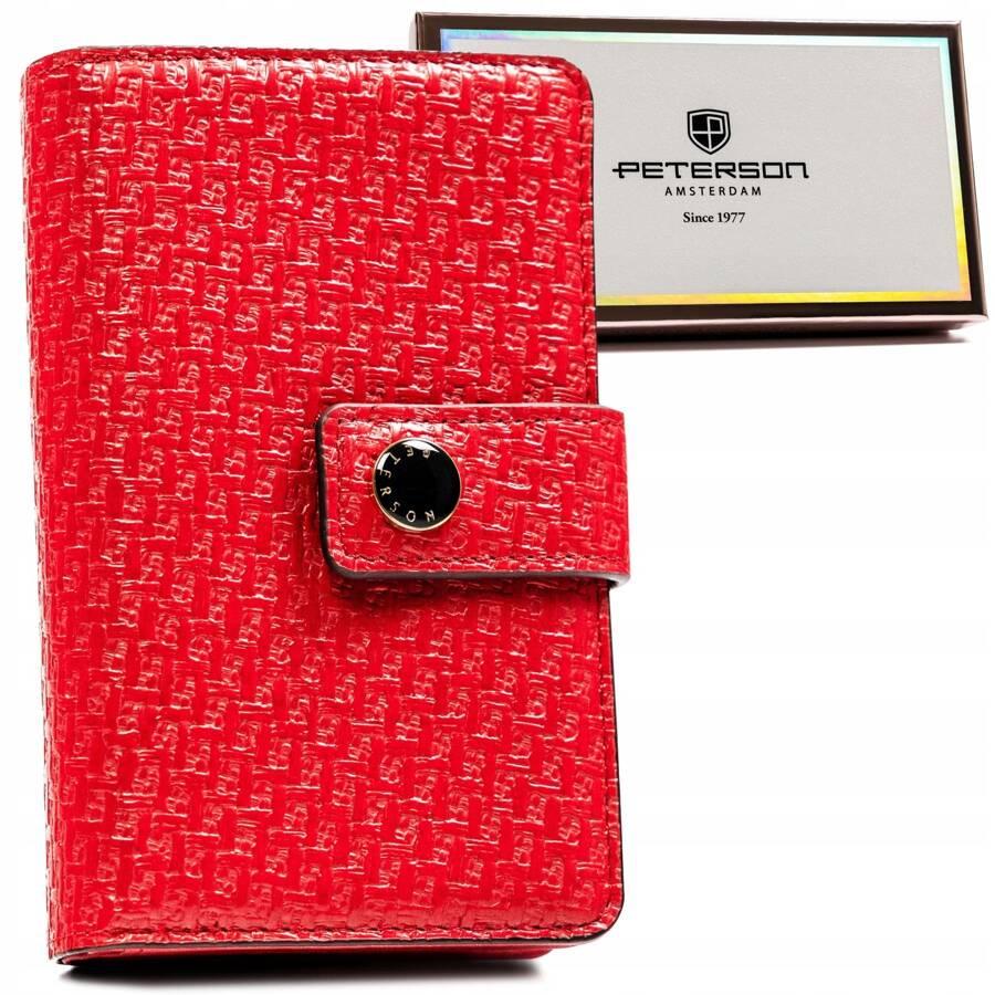 Vertical women's wallet made of eco-leather decorated with embossing - Peterson