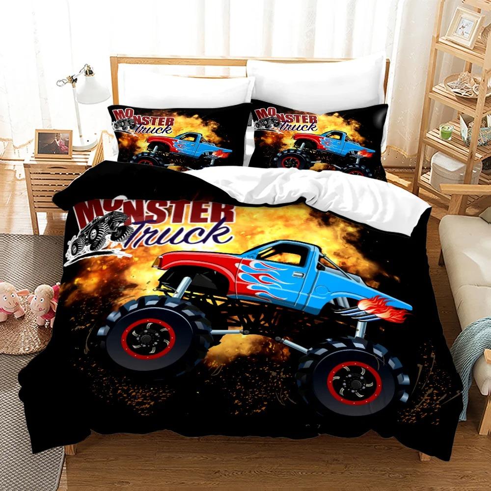 Monster Jam Bedding Set Single Twin Full Queen King Size Monster Jam F1 Bed Set Aldult Kid Bedroom Duvetcover Sets 3D Print 022