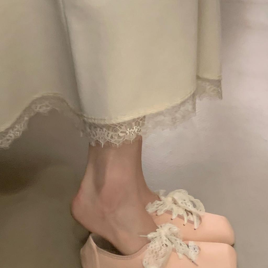 Gentle Ballet Style Soft-soled Flat-soled Single Shoes Women's 2025 New Square-headed Fairy Lace-up Little White Shoes Grandma Shoes