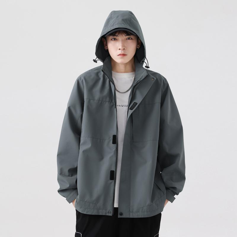Новая мужская куртка с капюшоном для отдыха на весну и осень в японском стиле, ветрозащитная, свободная, простая рабочая куртка