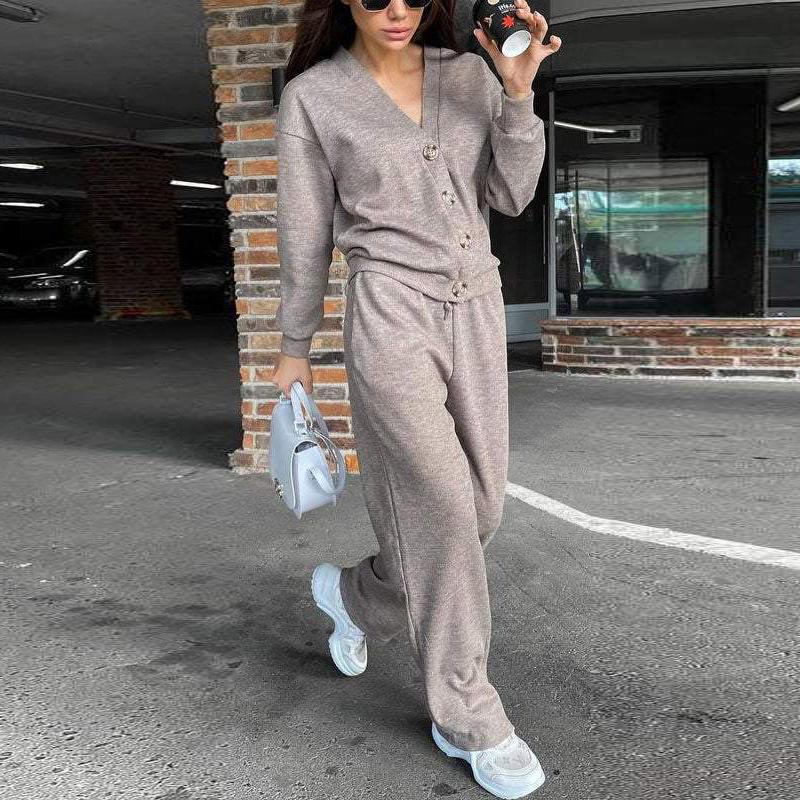 2025 Spring and Autumn New Fashion Single-breasted Casual Suit Cardigan Top Lace-up Pants Two-piece Women's Clothing