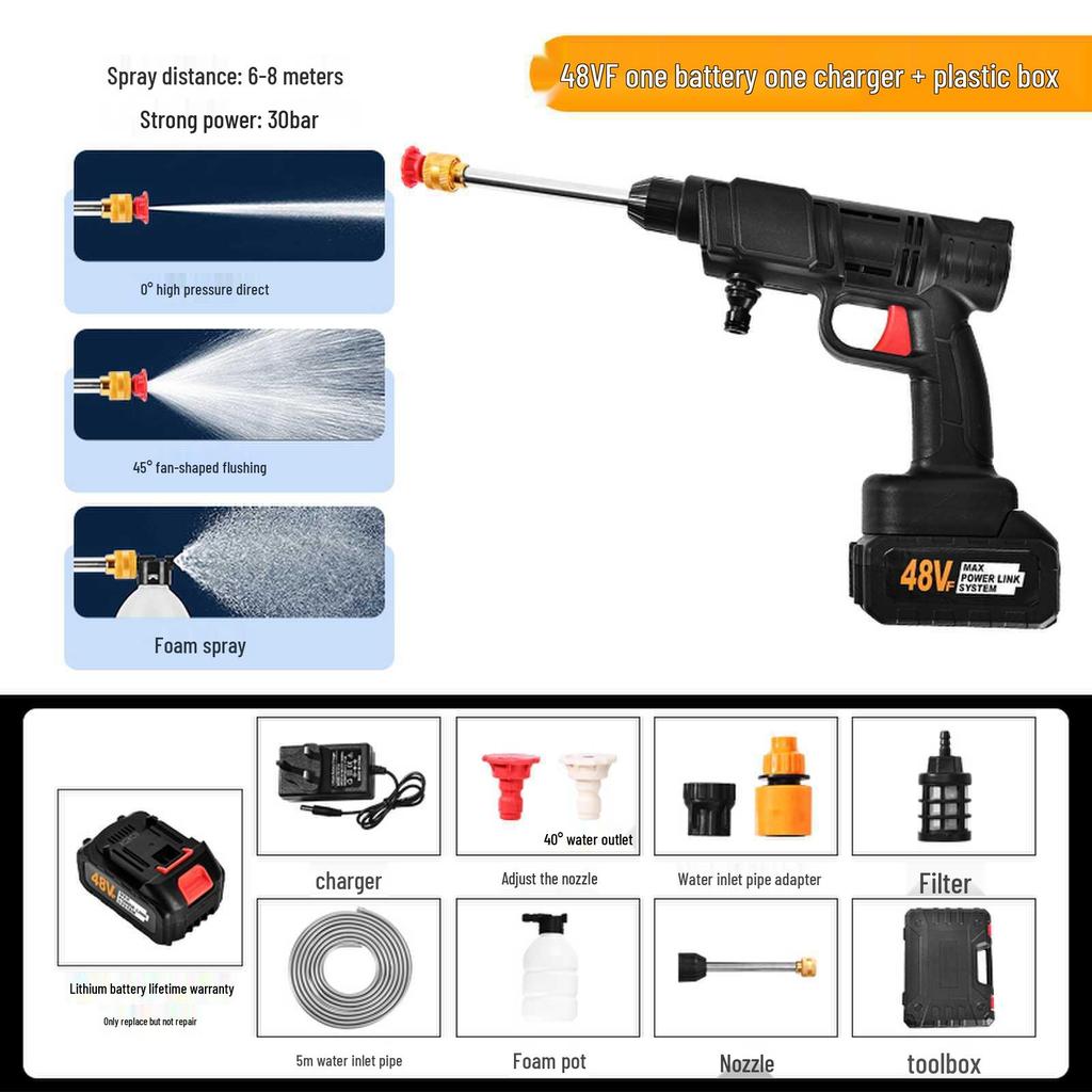 Портативный беспроводной пистолет для мойки автомобиля высокого давления с аккумулятором