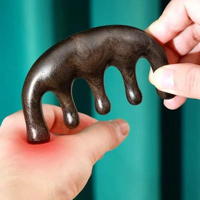 Массажная расческа с меридианом головы, сандаловое дерево, расческа с пятью широкими зубьями, иглоукалывание, кровообращение, антистатическая гладкая расческа для волос