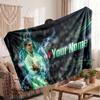 Lamine Yamal Personalized Fleece Blanket With Football Logo, Custom Name Text Soft Warm Home Throw Blanket