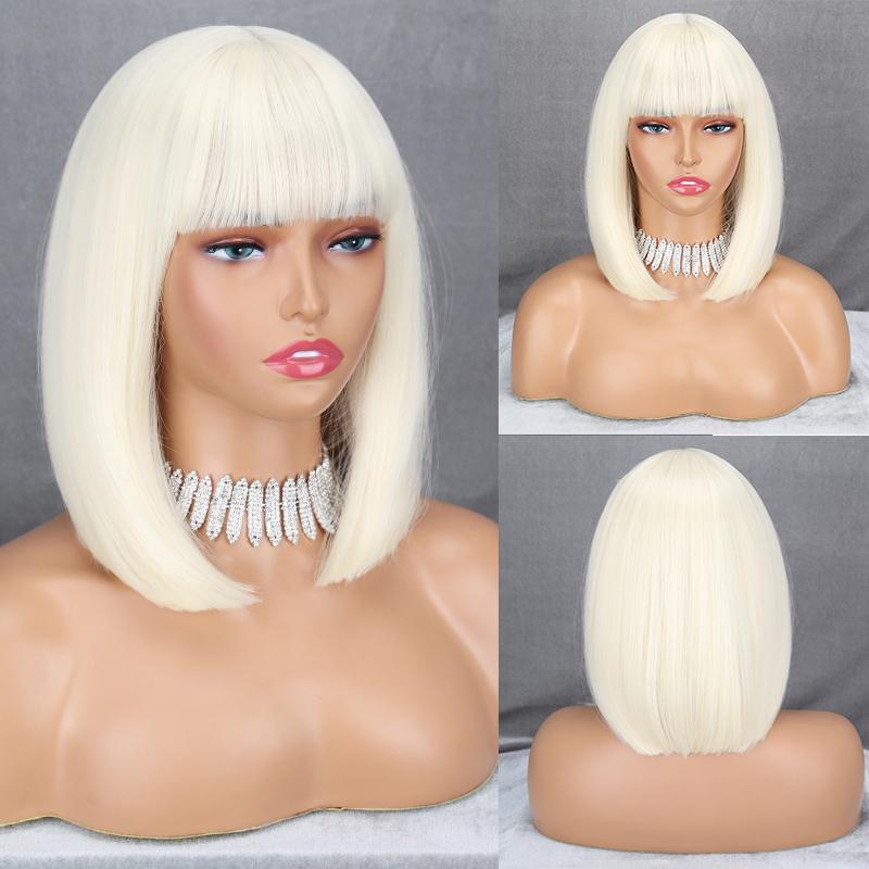 LISI HAIR Короткий прямой парик Боб светло-голубого цвета с челкой из синтетического волокна для косплея, светлый цвет, женский модный парик до плеч, парик Боб