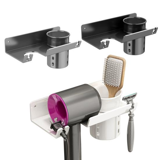 Универсальный держатель для фена, настенное крепление, вешалка для фена с органайзером для шнура, самоклеящаяся стойка для инструментов по уходу за волосами для шкафа в ванной комнате