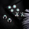 4Pairs Girls Women Flower Arrow Ear Studs Set Faux Turquoise Jewelry Earrings