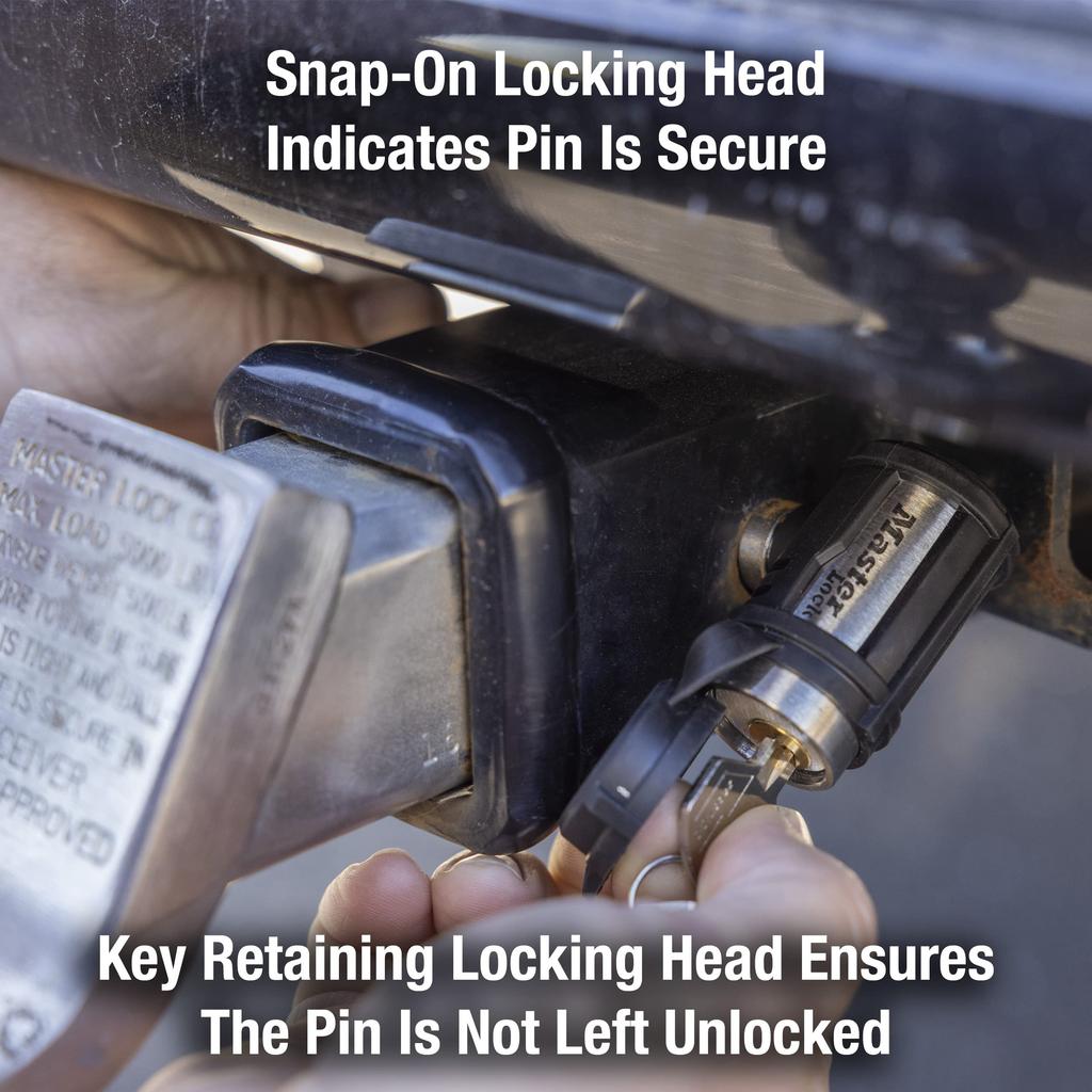 Master Lock Receiver Lock, 1/2" and 5/8" Swivel Head, Weatherproof Trailer Coupler Locking Hitch